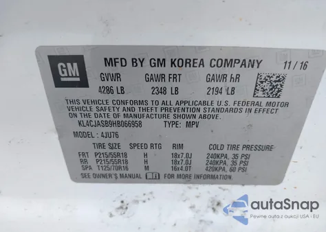 2017 Buick Encore Preferred from USA, damaged, VIN KL4CJASB9HB066958